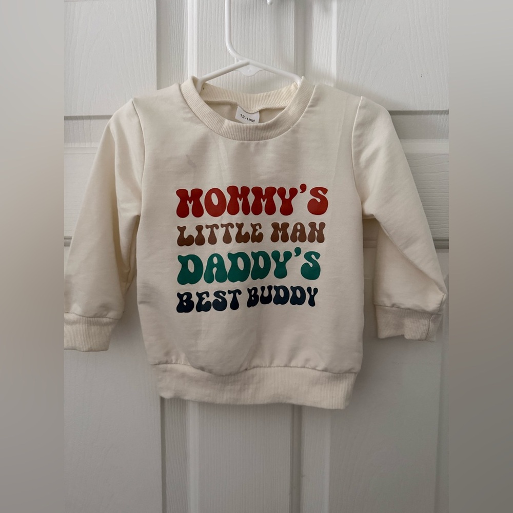 Cream Kids Sweatshirt - Mommy's Little Man, Daddy's Best Buddy